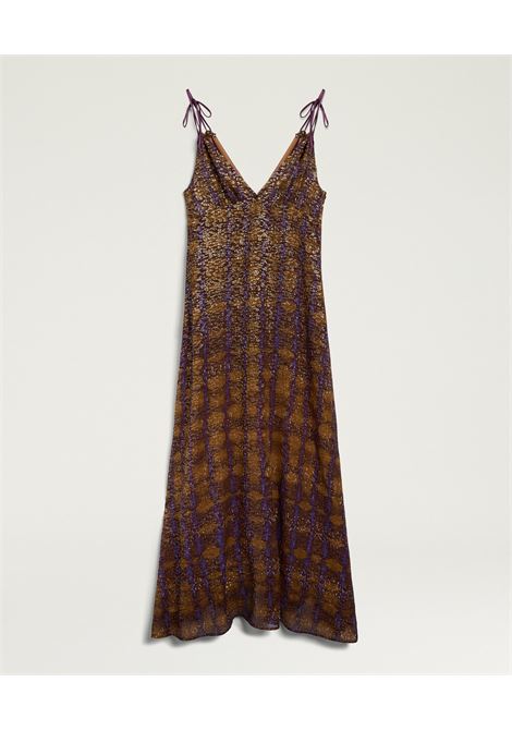 Momonì vestito Dulce lungo in georgette fil coupé lurex Caramel/Gold/Purple MOMONI | Vestiti | MODR0081448