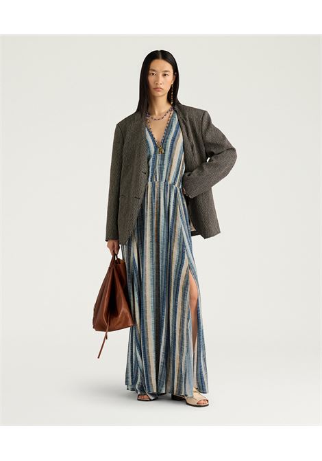 Momonì vestito Francisco lungo in viscosa stampata multicolor polveroso con doppi spacchi MOMONI | Vestiti | MODR0108055