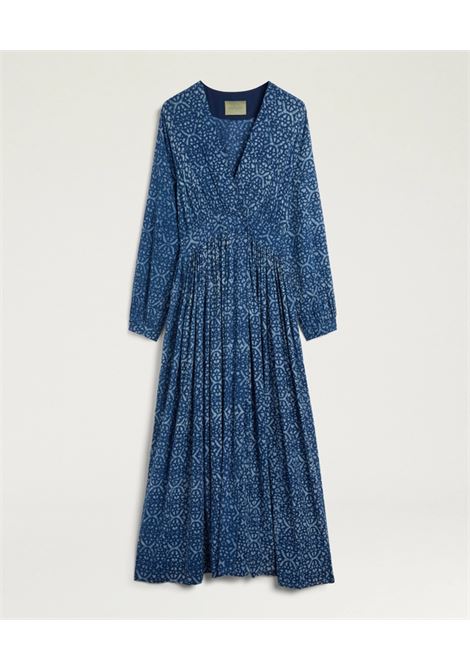 Momonì vestito Jurema in voile di cotone stampa indaco blu/corda tinto a mano MOMONI | Vestiti | MODR0128718
