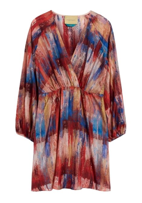 Momonì vestito Luno corto in habutai di pura seta stampata multicolor magenta MOMONI | Vestiti | MODR0183044