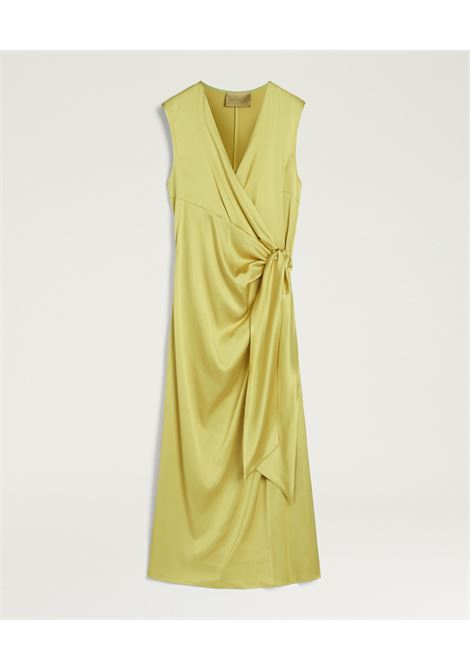 Momonì vestito Roca lungo in raso di viscosa stretch lime con drappeggio e nodo in vita MOMONI | Vestiti | MODR0240230