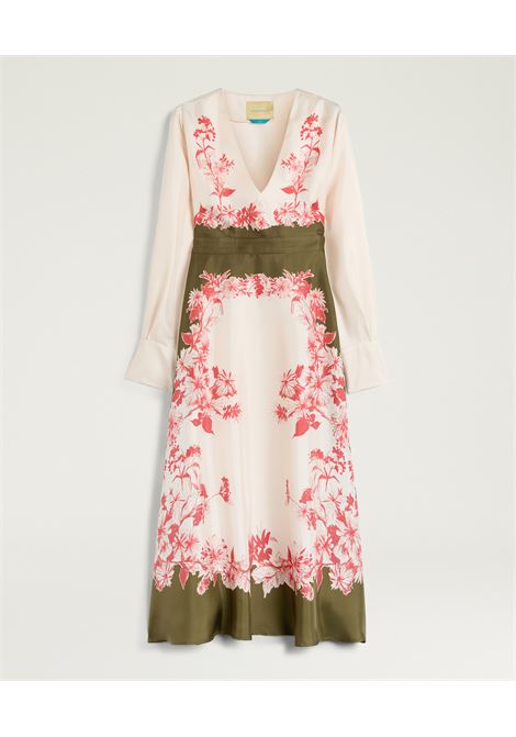 Momonì Pilar Midi Dress in Silk Twill with Engineered Print - Mother-of-Pearl Buttons MOMONI |  | MODR0251148