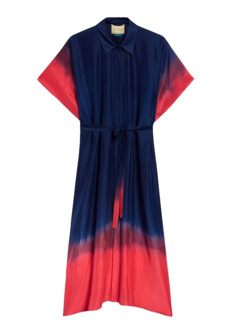 Momonì vestito Loma in habutai di seta tie-dye blu/malva chemisier oversize MOMONI | Vestiti | MODR0328033