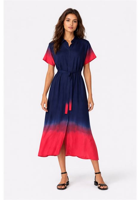 Momonì vestito Loma in habutai di seta tie-dye blu/malva chemisier oversize MOMONI | Vestiti | MODR0328033