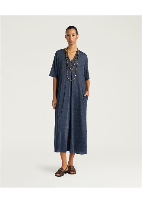 Momonì Penelope long lurex jersey tunic dress with V-neck MOMONI |  | MODR0350890