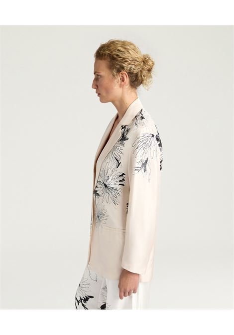 Giacca Zuni Boxy Monopetto in Twill di Seta Bianco Nero MOMONI | Gilet | MOJA0011199