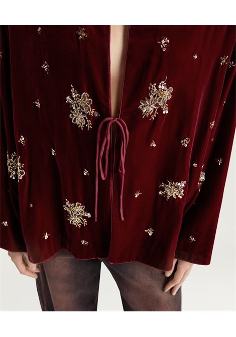 Momonì Opera Boxy Jacket in Embroidered Velvet - Sequin and Bead Ramage MOMONI |  | MOJA0020460