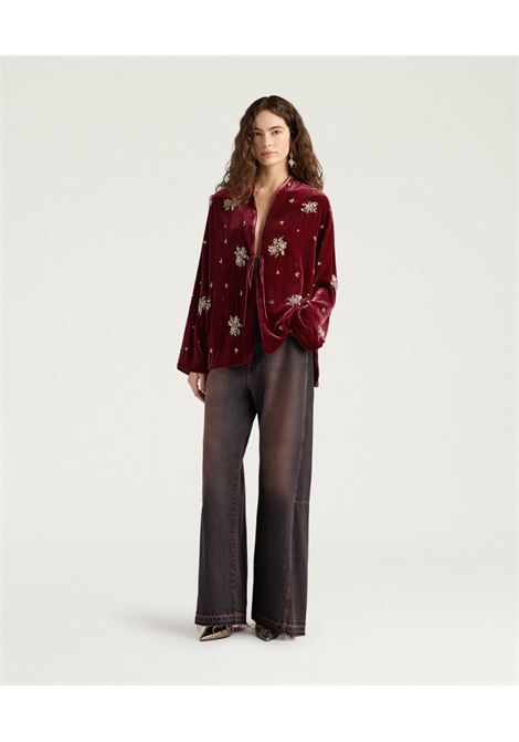 Momonì Opera Boxy Jacket in Embroidered Velvet - Sequin and Bead Ramage MOMONI |  | MOJA0020460