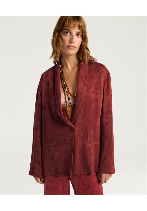 Giacca Momonì Picea Destrutturata in Cupro Jacquard Floreale - Collo a Scialle MOMONI | GIACCHE | MOJA0030610