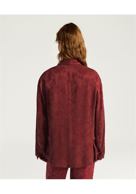 Giacca Momonì Picea Destrutturata in Cupro Jacquard Floreale - Collo a Scialle MOMONI | GIACCHE | MOJA0030610