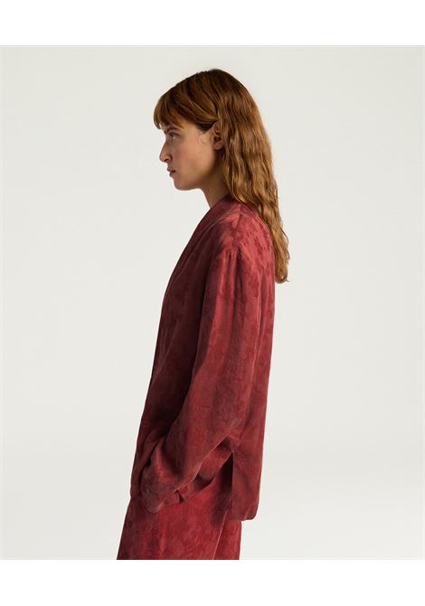 Giacca Momonì Picea Destrutturata in Cupro Jacquard Floreale - Collo a Scialle MOMONI | GIACCHE | MOJA0030610