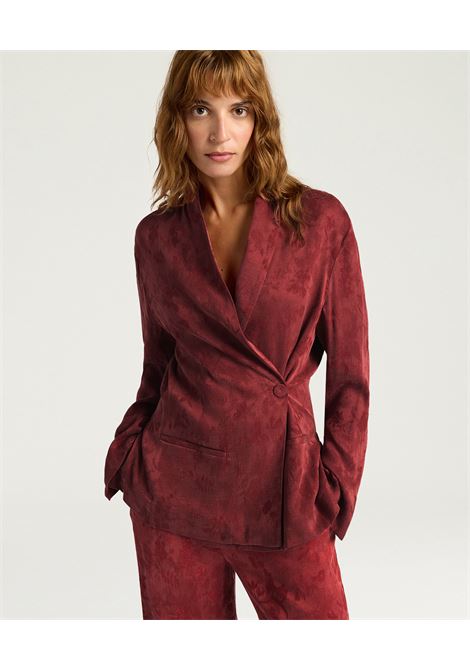 Giacca Momonì Picea Destrutturata in Cupro Jacquard Floreale - Collo a Scialle MOMONI | GIACCHE | MOJA0030610