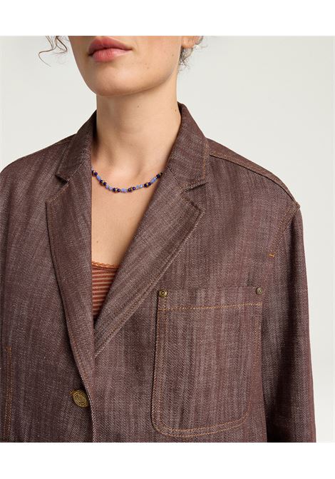 Momonì Shins Single-Breasted Boxy Jacket in Denim - Japanese Workwear Style MOMONI |  | MOJA0050616