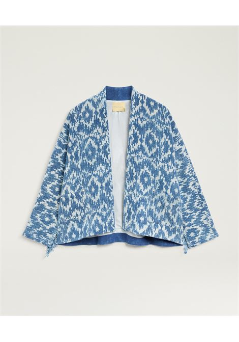 Giacca Caban Ara in Stuoia Stampa Indaco Blu Panna MOMONI | GIACCHE | MOJA0108001