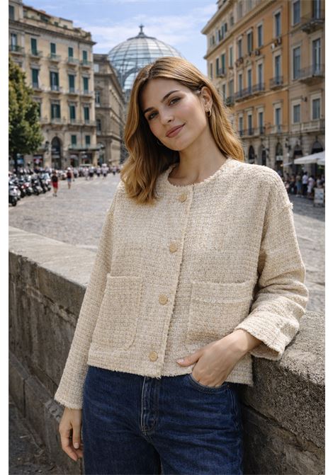 Momonì Eldorado Boxy Jacket in Lurex Mat - Hand-Frayed Raw Edge MOMONI |  | MOJA0321076