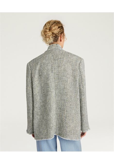 Giacca Momonì Catalina in Stuoia Lurex - Spallina Strutturata e Taglio Vivo Sfrangiato MOMONI | GIACCHE | MOJA0332182