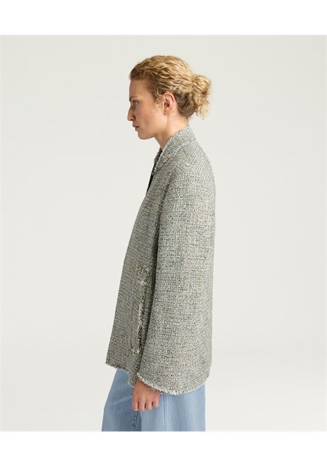 Giacca Momonì Catalina in Stuoia Lurex - Spallina Strutturata e Taglio Vivo Sfrangiato MOMONI | GIACCHE | MOJA0332182