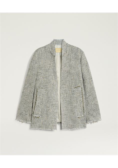 Giacca Momonì Catalina in Stuoia Lurex - Spallina Strutturata e Taglio Vivo Sfrangiato MOMONI | GIACCHE | MOJA0332182