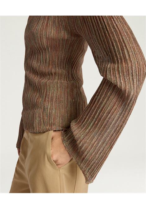 Momonì Miraflores Turtleneck in Viscose Lurex Mixed Stitches - Flared Sleeves MOMONI |  | MOKN0022070