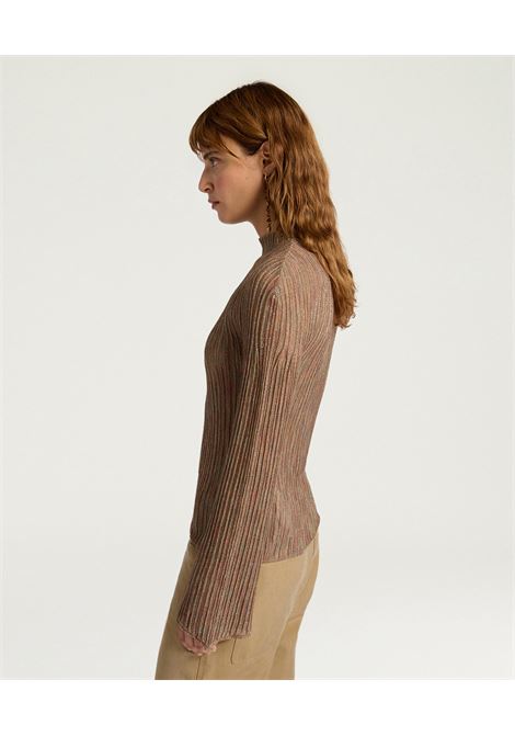 Momonì Miraflores Turtleneck in Viscose Lurex Mixed Stitches - Flared Sleeves MOMONI |  | MOKN0022070