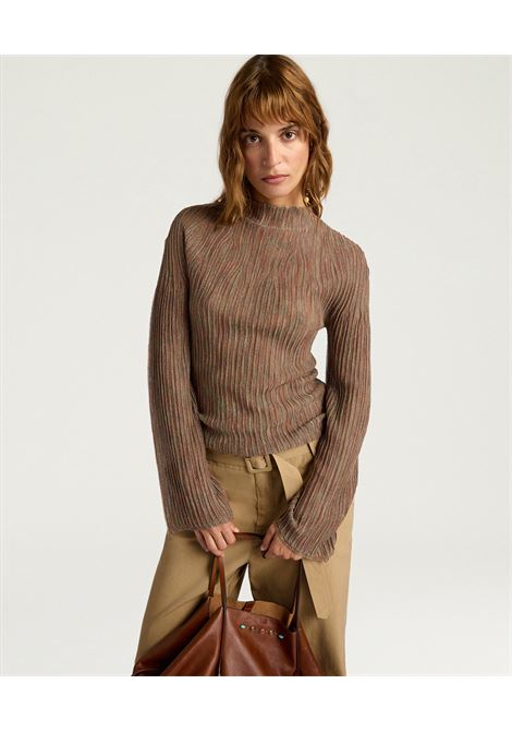 Momonì Miraflores Turtleneck in Viscose Lurex Mixed Stitches - Flared Sleeves MOMONI |  | MOKN0022070