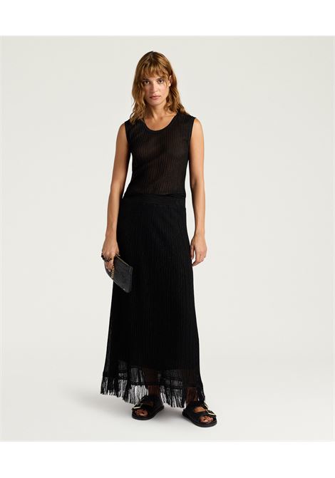 Momonì Yei Skirt in Viscose Lurex Knit Mixed Stitches - Flared Ankle Length MOMONI |  | MOKN0030990