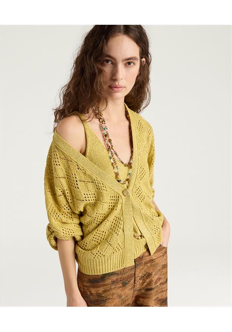 Momonì Lupinos Cardigan in Openwork Knit Lurex - Smooth Diamond Pattern MOMONI |  | MOKN0070259