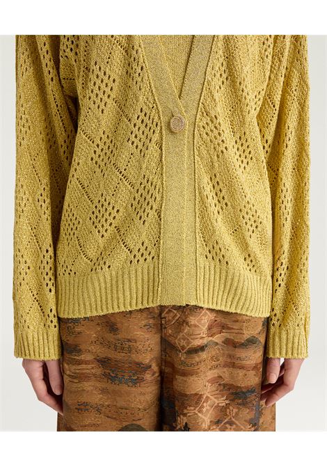 Momonì Lupinos Cardigan in Openwork Knit Lurex - Smooth Diamond Pattern MOMONI |  | MOKN0070259