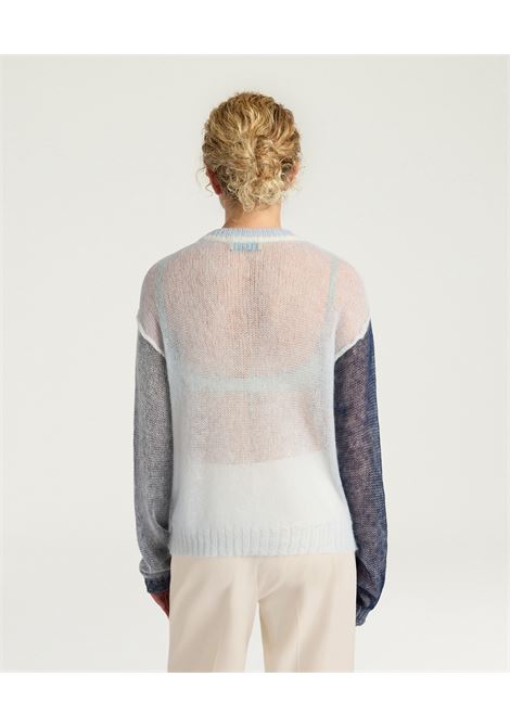 Momonì Alma Color Block Sweater in Lightweight Mohair Vanisé - Crew Neck Cropped MOMONI |  | MOKN0128230