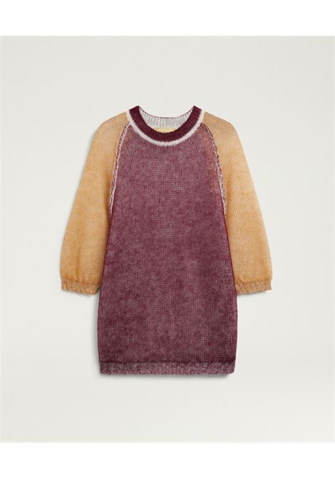 Momonì Maria Maxi T-shirt Color Block in Lightweight Mohair Vanisé - Raglan Sleeve MOMONI |  | MOKN0153525