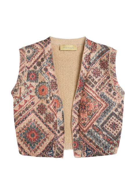 Momonì Cerro Vest in Printed Knit with Sequins - Double-Bed MOMONI |  | MOKN0184440