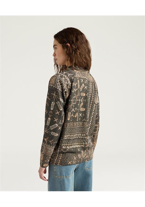 Momonì Eduardo Cardigan in Printed Knit with Sequins - Jewel Buttons MOMONI |  | MOKN0209950