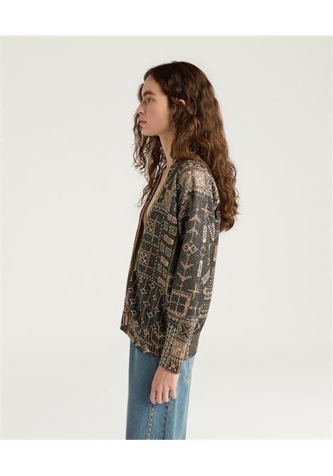 Momonì Eduardo Cardigan in Printed Knit with Sequins - Jewel Buttons MOMONI |  | MOKN0209950