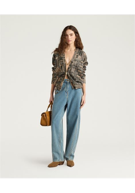 Momonì Eduardo Cardigan in Printed Knit with Sequins - Jewel Buttons MOMONI |  | MOKN0209950