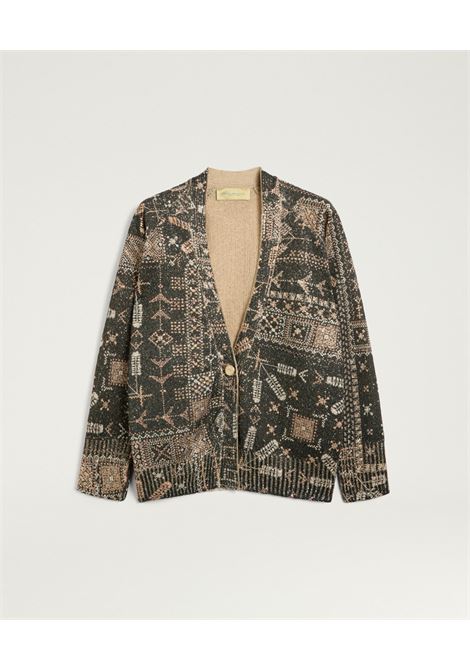 Momonì Eduardo Cardigan in Printed Knit with Sequins - Jewel Buttons MOMONI |  | MOKN0209950