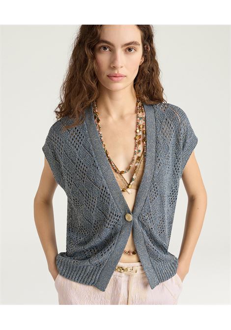 Gilet Pedro in Maglia Traforata Lurex Carta da Zucchero MOMONI | Maglieria | MOKN0230861