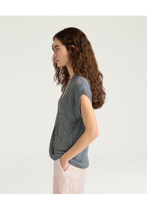 Gilet Pedro in Maglia Traforata Lurex Carta da Zucchero MOMONI | Maglieria | MOKN0230861