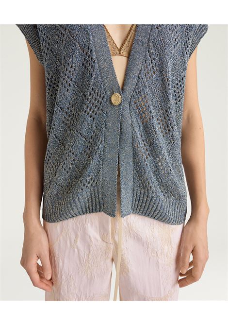 Gilet Pedro in Maglia Traforata Lurex Carta da Zucchero MOMONI | Maglieria | MOKN0230861