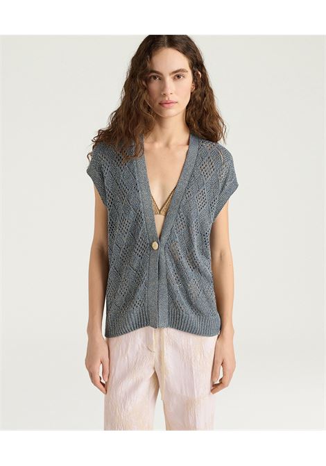 Gilet Pedro in Maglia Traforata Lurex Carta da Zucchero MOMONI | Maglieria | MOKN0230861