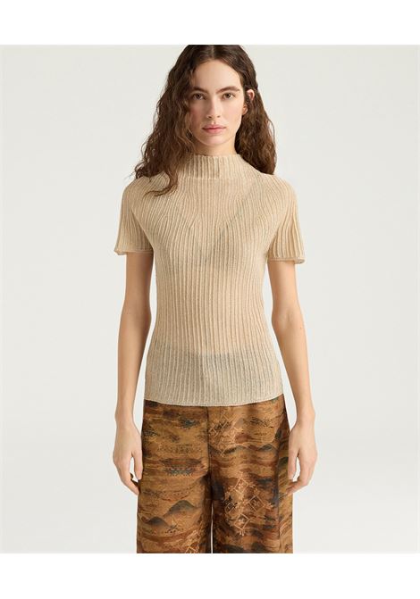 T-shirt Dolcevita Mirada in Maglia Lurex Oro Chiaro MOMONI | Maglieria | MOKN0310284