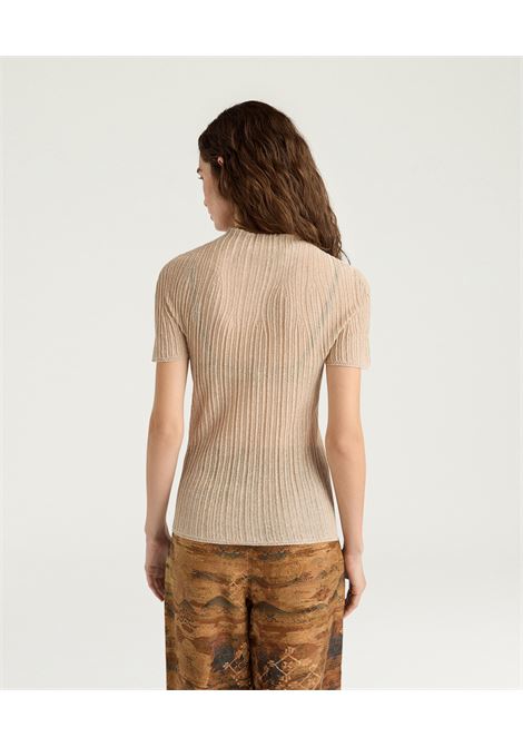 T-shirt Dolcevita Mirada in Maglia Lurex Oro Chiaro MOMONI | Maglieria | MOKN0310284