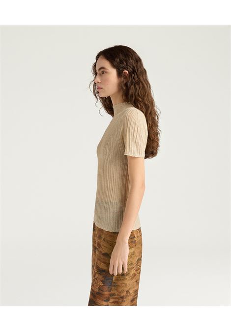 T-shirt Dolcevita Mirada in Maglia Lurex Oro Chiaro MOMONI | Maglieria | MOKN0310284