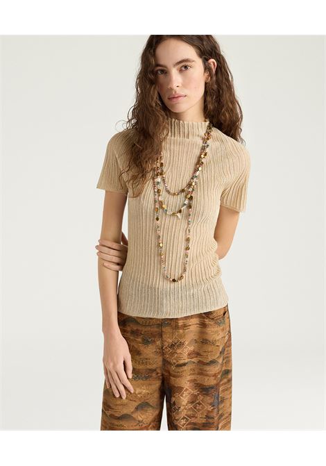 T-shirt Dolcevita Mirada in Maglia Lurex Oro Chiaro MOMONI | Maglieria | MOKN0310284