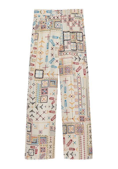 Pantaloni Momonì Ortiz 5 Tasche in Twill di Seta Stampato - Gamba Dritta MOMONI | Pantaloni | MOPA0011045