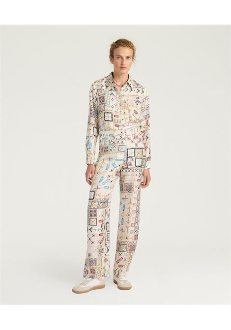 Pantaloni Momonì Ortiz 5 Tasche in Twill di Seta Stampato - Gamba Dritta MOMONI | Pantaloni | MOPA0011045