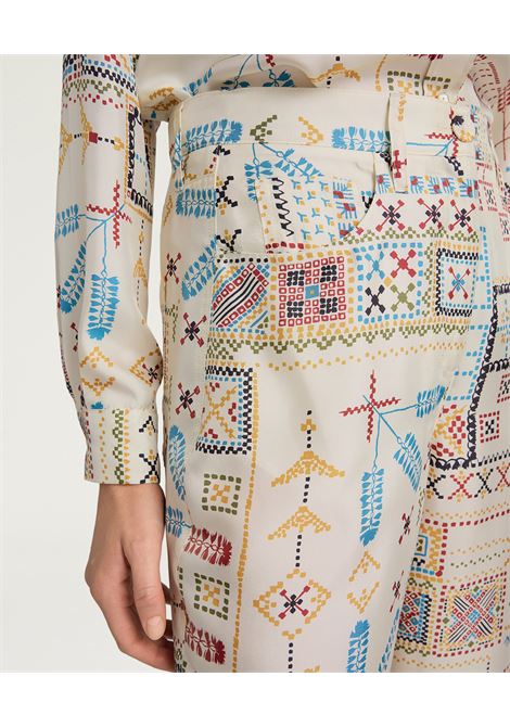 Pantaloni Momonì Ortiz 5 Tasche in Twill di Seta Stampato - Gamba Dritta MOMONI | Pantaloni | MOPA0011045