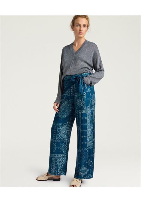 Pantaloni Momonì Ortiz 5 Tasche in Twill di Seta Stampato - Gamba Dritta MOMONI | Pantaloni | MOPA0018885