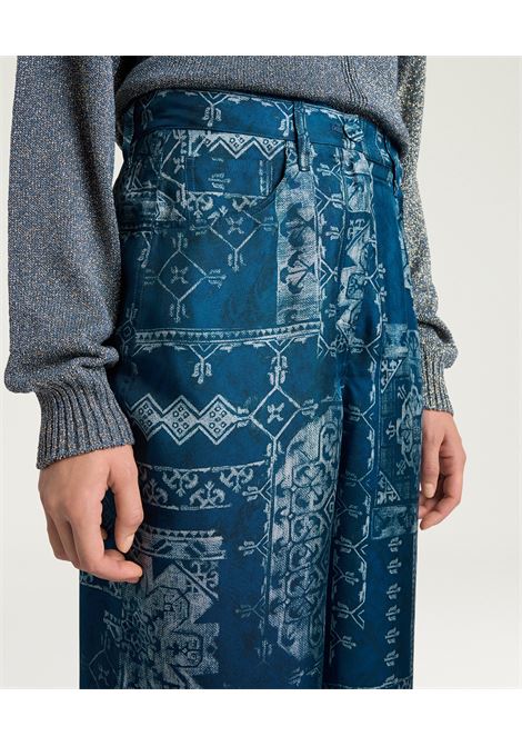 Pantaloni Momonì Ortiz 5 Tasche in Twill di Seta Stampato - Gamba Dritta MOMONI | Pantaloni | MOPA0018885