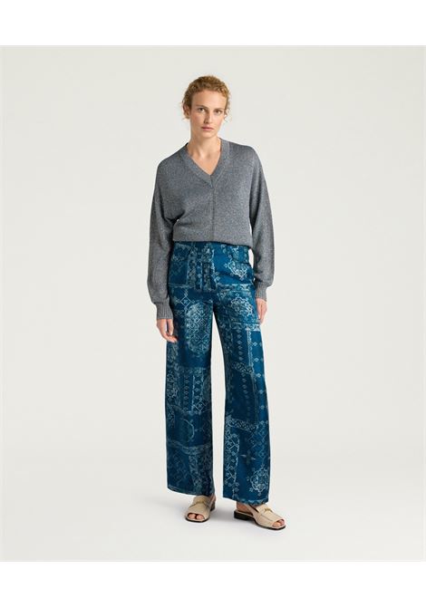 Pantaloni Momonì Ortiz 5 Tasche in Twill di Seta Stampato - Gamba Dritta MOMONI | Pantaloni | MOPA0018885