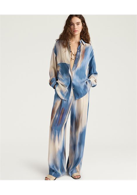 Pantaloni Momonì Aliento in Cady di Viscosa Stampato - Fit Maschile Doppia Pince MOMONI | Pantaloni | MOPA0028270